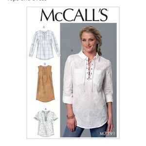 OCT SALE 6/$25+shipMcCall’s M7391 Misses Split Neck Top Dress Sewing Pattern